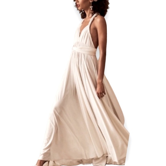 New BHLDN Twobirds Ginger Convertible Sz A / Fits 0 - 12 White Maxi Wedding Gown - Picture 11 of 17